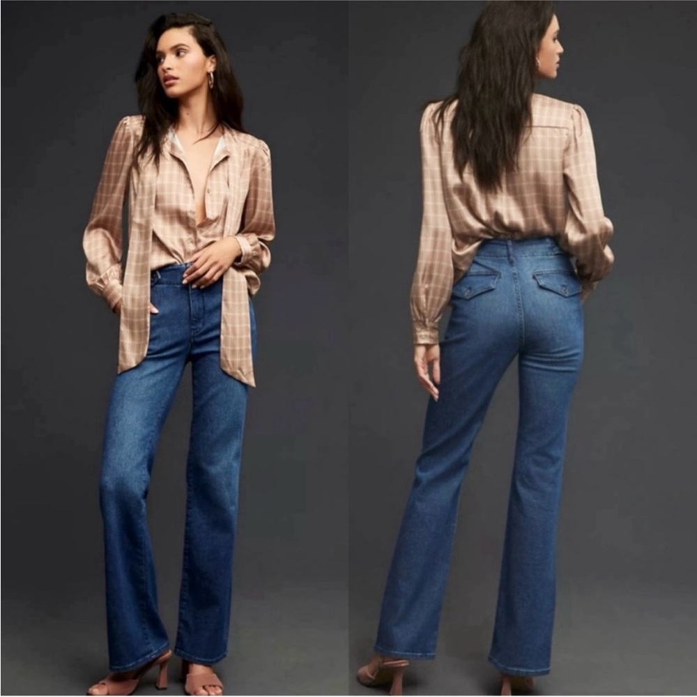 Pilcro Anthropologie Buckle Waist Bootcut Jeans